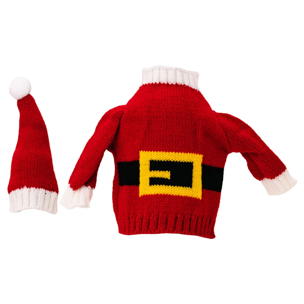 

Christmas Sweater Set Decorative Delicate Bottle Sleeve Clothing Polyester Clothes Hat Xmas Cover Decors