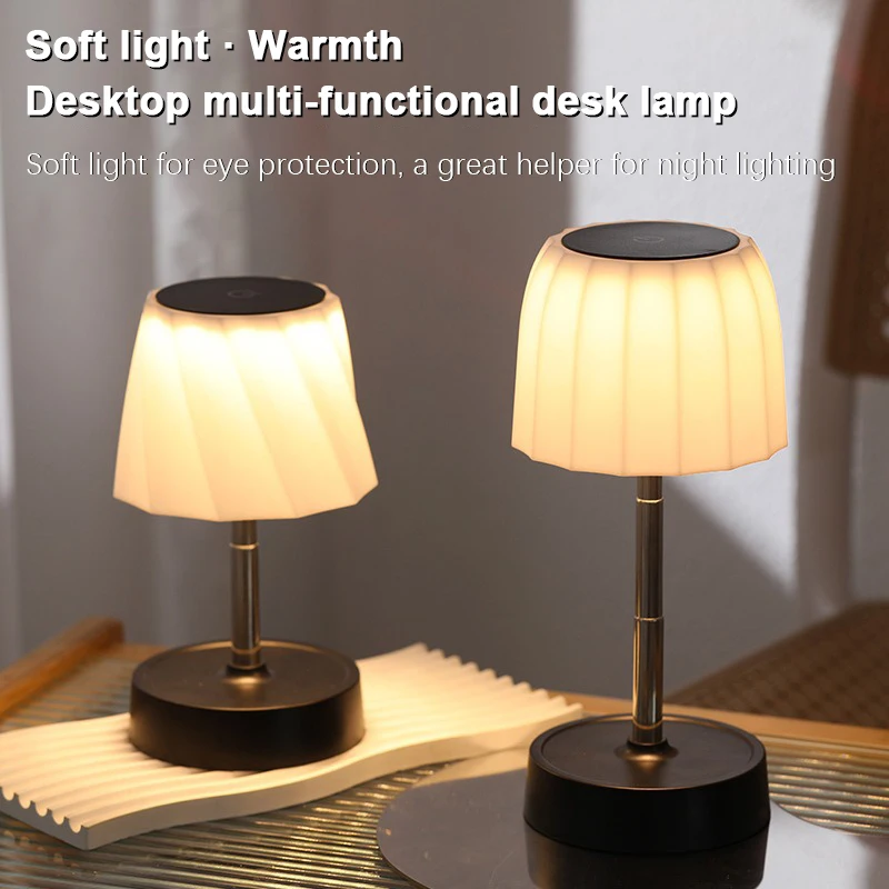 Rechargeable Table Lamp With Adjustable Height Portable Wireless Touch Desktop Night Light For Bedroom Desk Study Reading Lamp