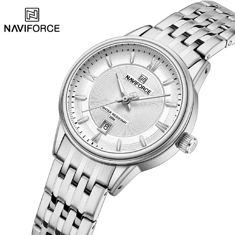 NAVIFORCE Brand Women\'s Watch Luxury Fashion Stainless Steel Wristwatch Couple Waterproof Clock for Lovers Relogio Feminino 2023