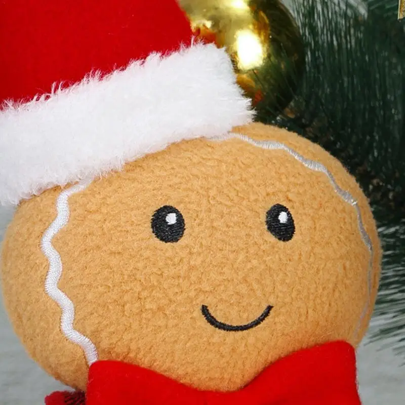 Christmas Gingerbread Man Plush Toys Gingerbread Gingy Plush Toys Sitting Gingerbread Shaped Plush With Plaid Clothes