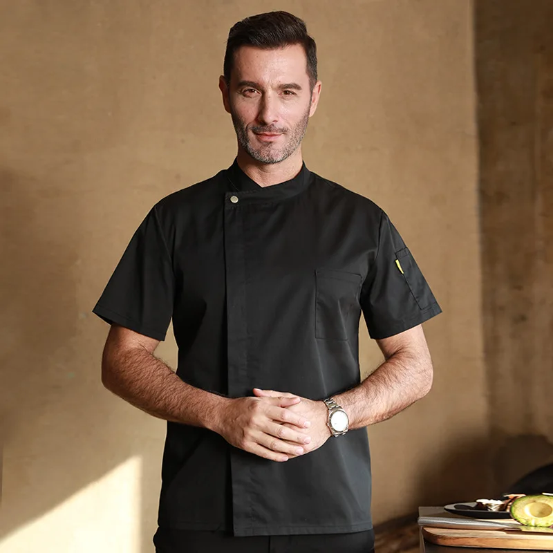 Unisex Jaqueta Chef Manga Curta e Longa, Cozinha Cozinheiro Camisas, Top Restaurante, Uniforme Garçom