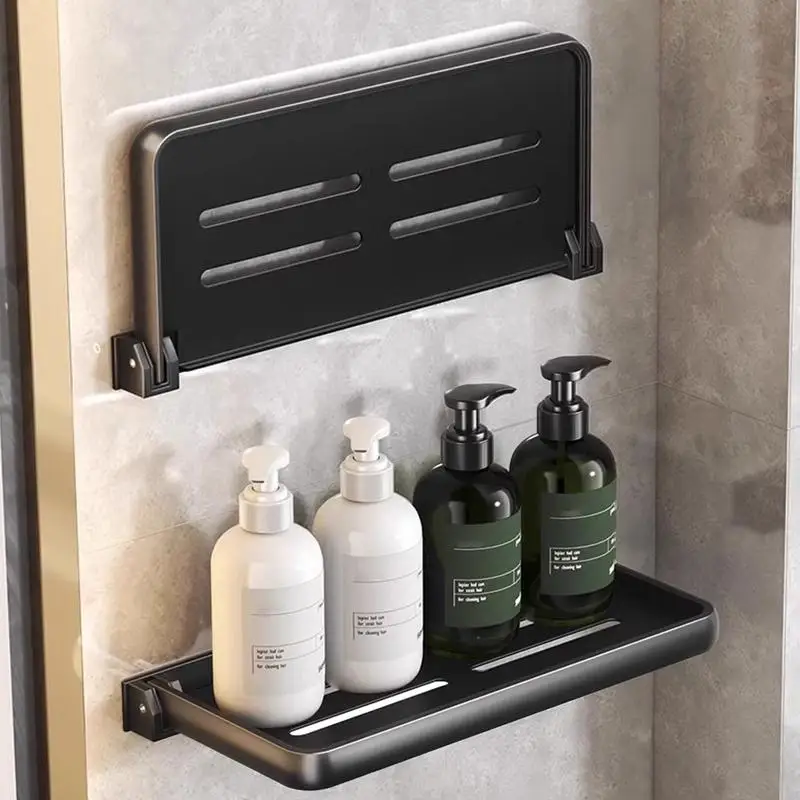 

RV Foldable Shelf Space Saving Shower Rack Organizer Aluminum Wall Storage Rack RV Floating Shelf Travel Camping Car Accessories