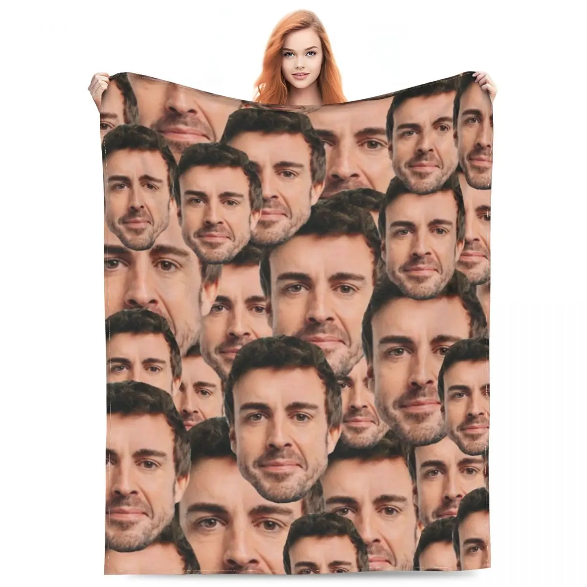 

Fernando Alonso Head Blankets Flannel Decoration Funny Relax Lightweight Thin Throw Blankets for Bedding Bedroom Bedding Throws