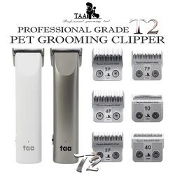 TAA Dog Grooming Clipper T2 Professional Pet Clipper for Dog Low Noise Trimmer Detachable Blades Upgraded of T1 Pet Tool Trimmer