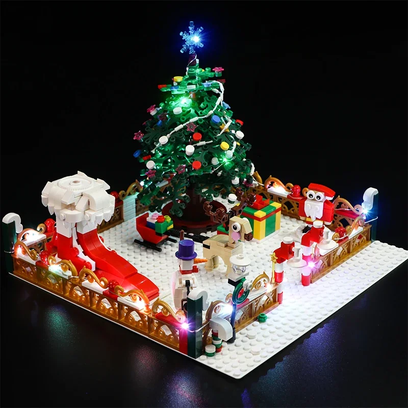 お友だちの遊園地のビルディングブロック,クリスマスの村,都市の装飾,サンタクラスのレンガ,おもちゃのギフト,冬