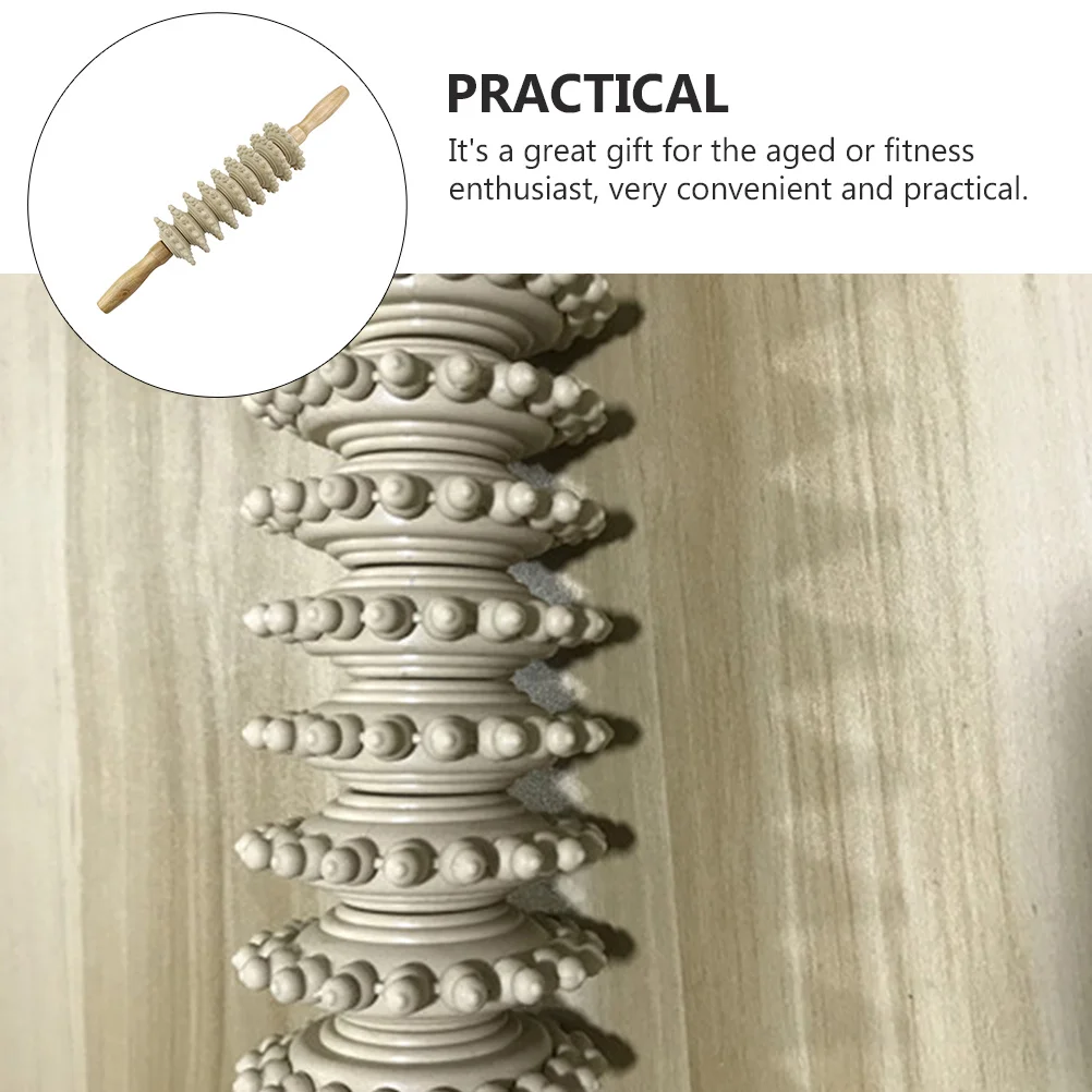 

1Pcs Neck Spine Back Massage Roller Wooden Manual Massager Light Brown Muscle Relaxing Tool Body Relaxing Massage
