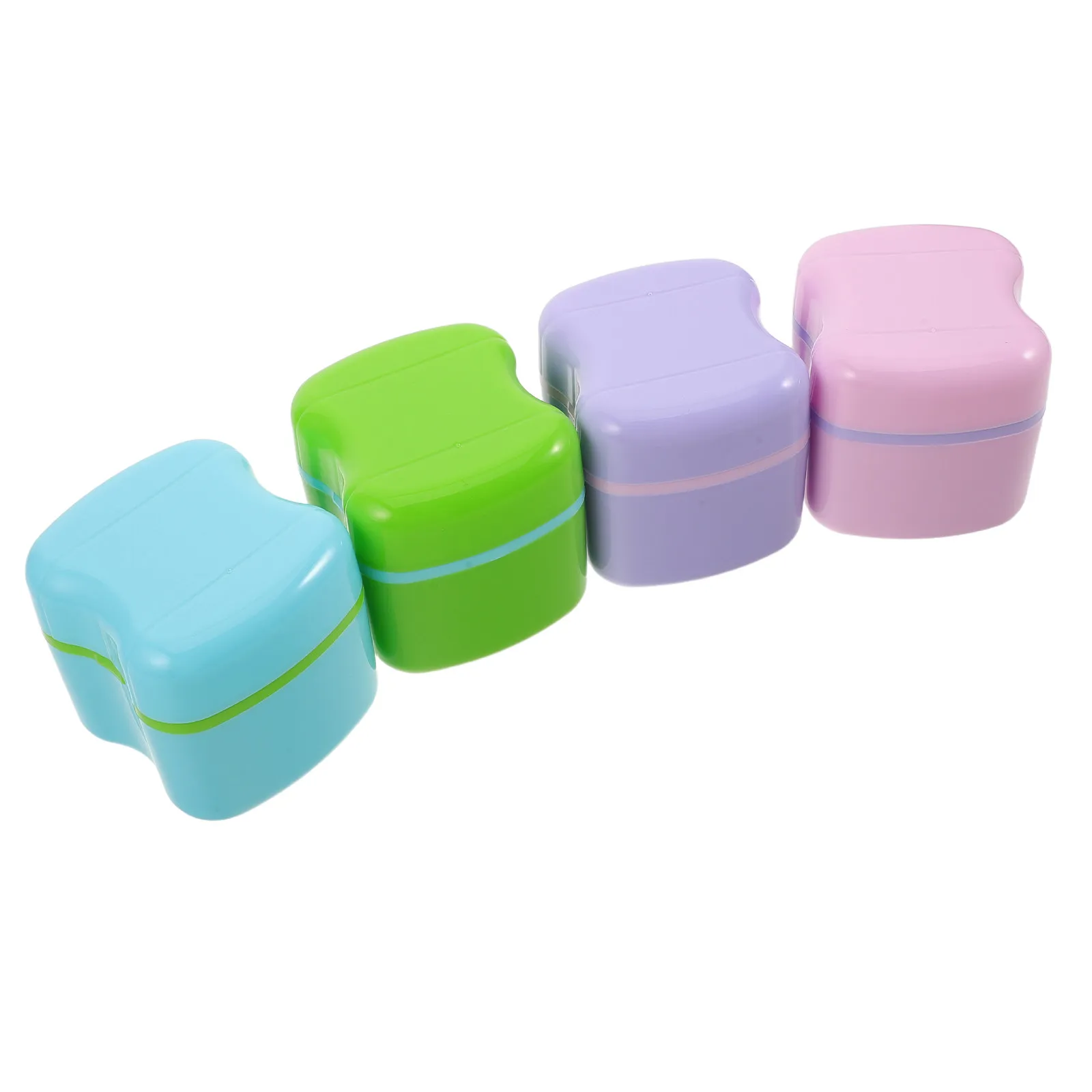 4Pcs Denture Storage Organizer Leakproof Retainer False Teeth Box Portable Denture Case Compact Mouth Guard Soaking Bath Travel
