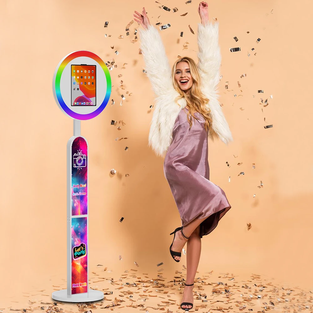 

High Quality Portable 12.9 Inch 13 Inch iPad Photo Booth Adjustable Photo Booth Adjustable circular RGB fill light Party Wedding