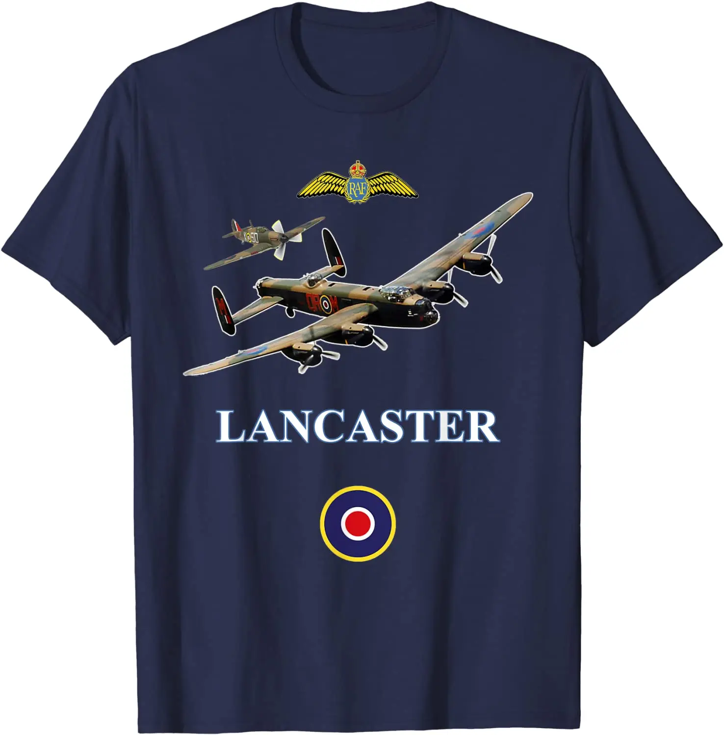 Camiseta británica RAF Lancaster WWII Bomber Aircraft para hombre, camiseta informal de manga corta 100% de algodón con cuello redondo, camisetas de verano