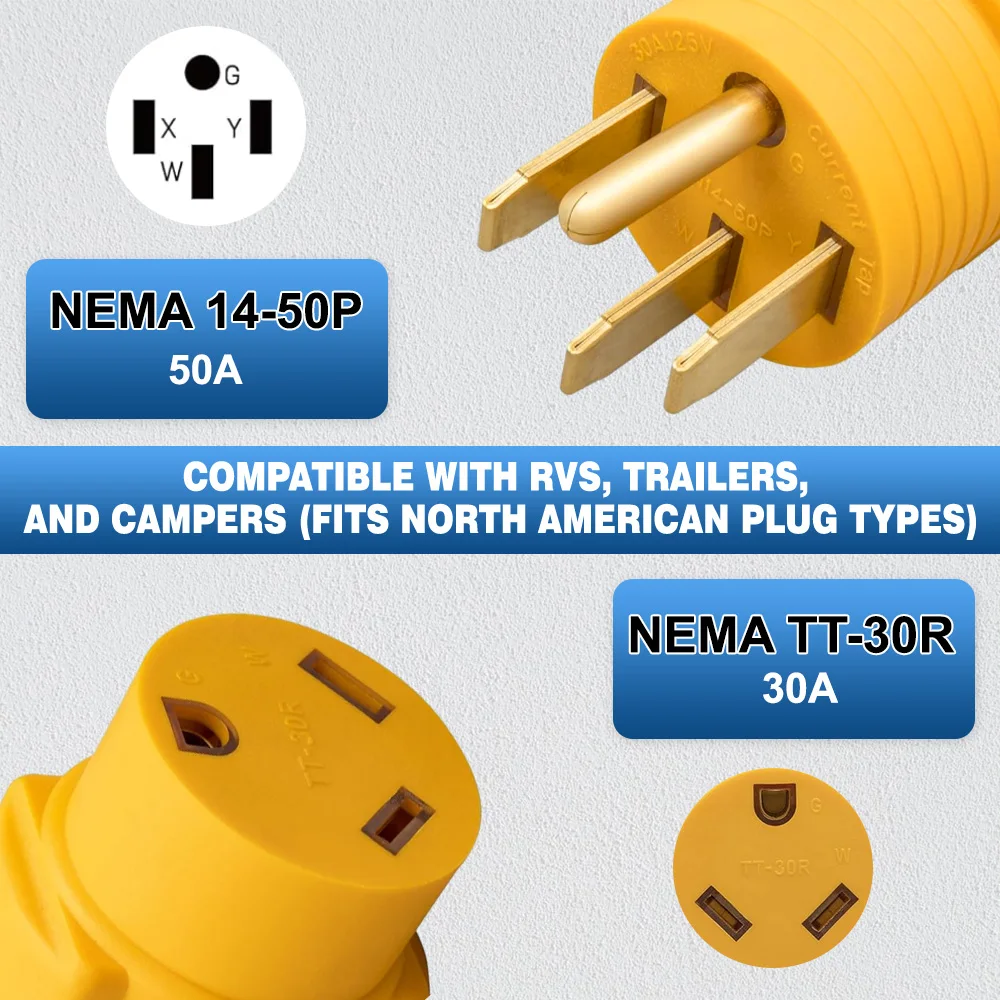 

Shore Power Generator Adapter 50A to 30A For NEMA 14-50P Male to TT-30R Female outlet on generators Car Accessories