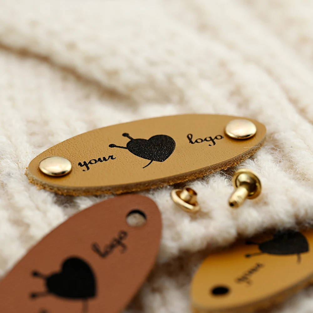 

Custom Oval Leather Tags, Laser Engraved 19x45mm with Free Rivets for DIY Crafts, Apparel & Personalized Gifts