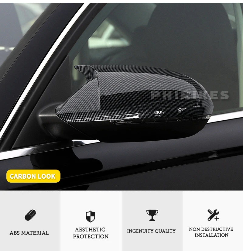 Für Audi A6 C7 S6 RS6 2012-2018 Autoaufkleber Carbonfaser Rückspiegelabdeckung Außenspiegelkappe Außentür Rückansicht Gehäuseverkleidung – Detail 2