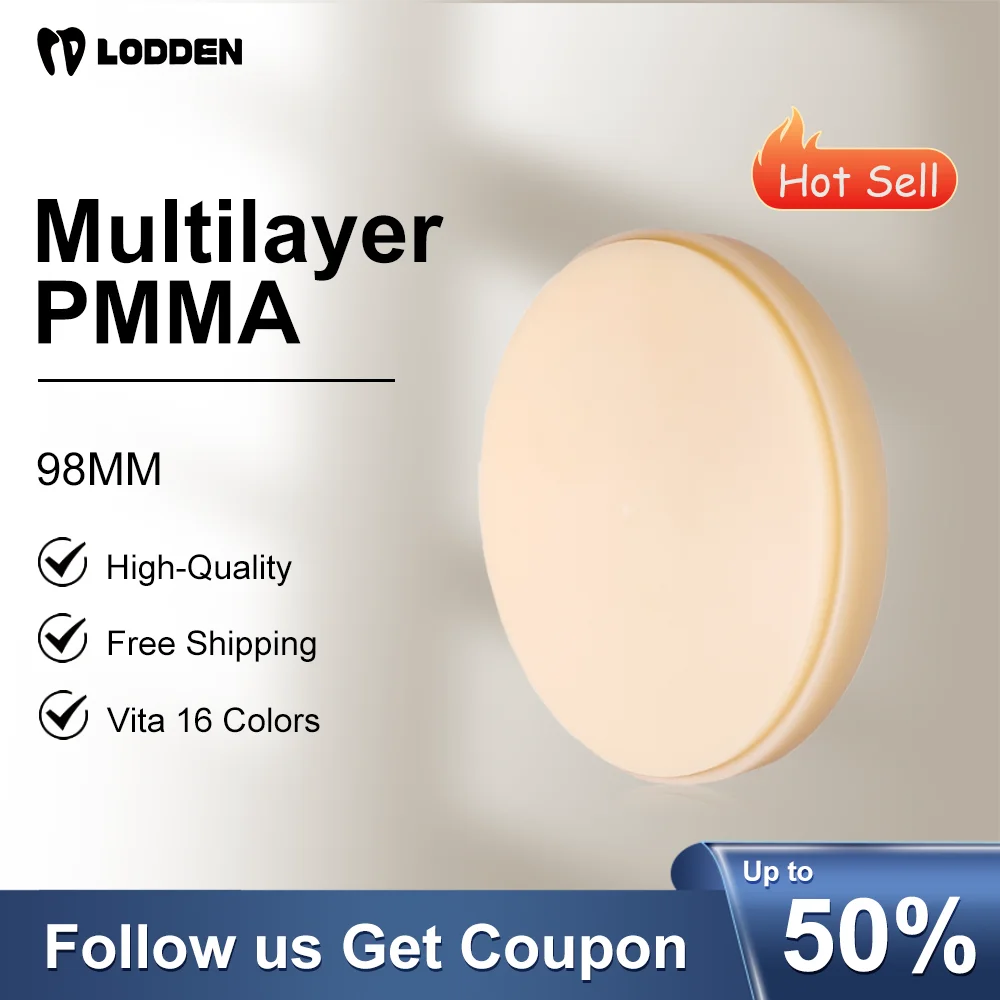 

Lodden PMMA Multilayer Dental Block 98MM Open System for CAD/CAM Dental Laboratory Dental Resin Dentist Denture Materials