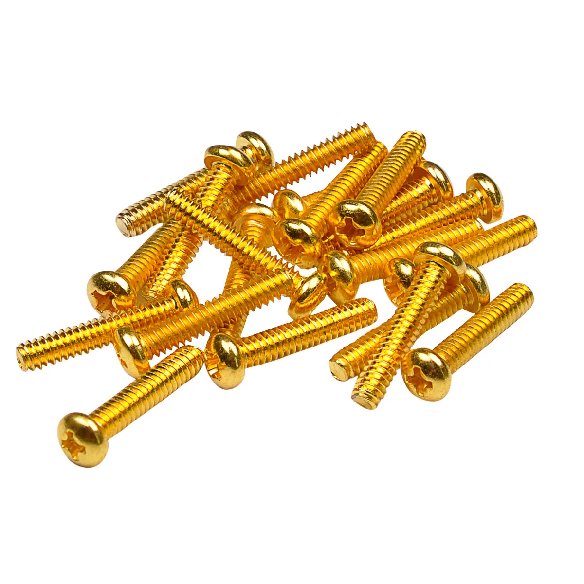 Musiclily Basic 2.8x17mm Metal Metric Thread Single Coil Pickup Mounting Screws for ST Tele Electric Guitar, Gold (Set of 20)