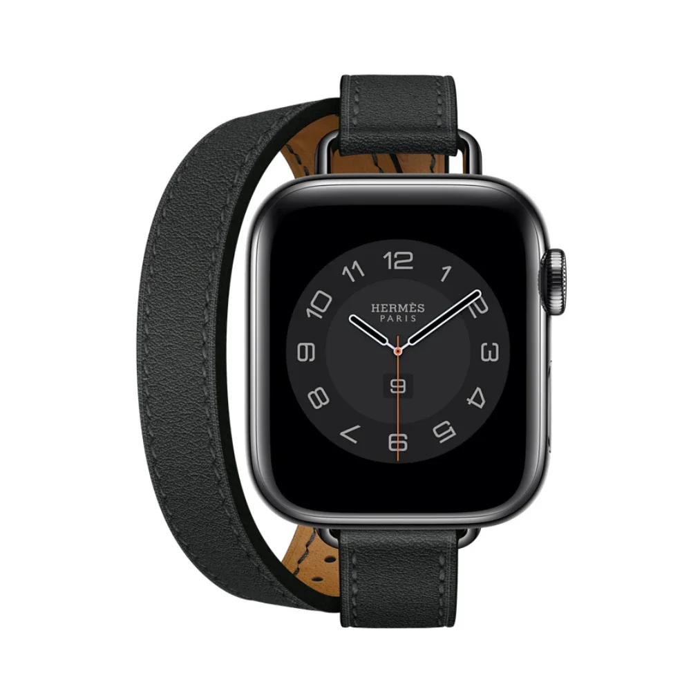 สําหรับ Apple Watch Series 49 มม.45 มม.41 มม.44 มม.40 มม.42 มม.46 มม.Double LOOP สายรัดข้อมือหนัง iWatch Ultra 10 9 8 7 6 5 SE เข็มขัด