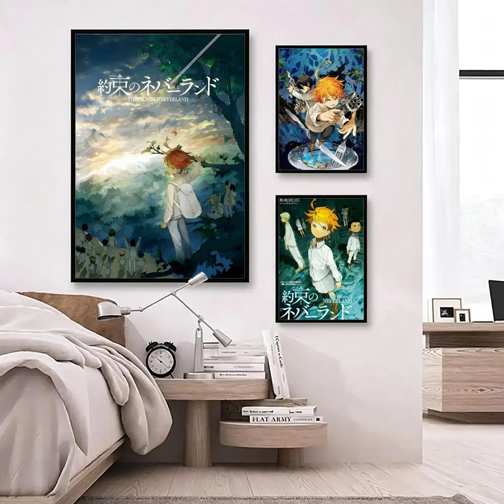 anime The Promised Neverland Poster Poster HD Waterproof Self-adhesive Art Print Wall Decor for Bedroom Living Room Gift