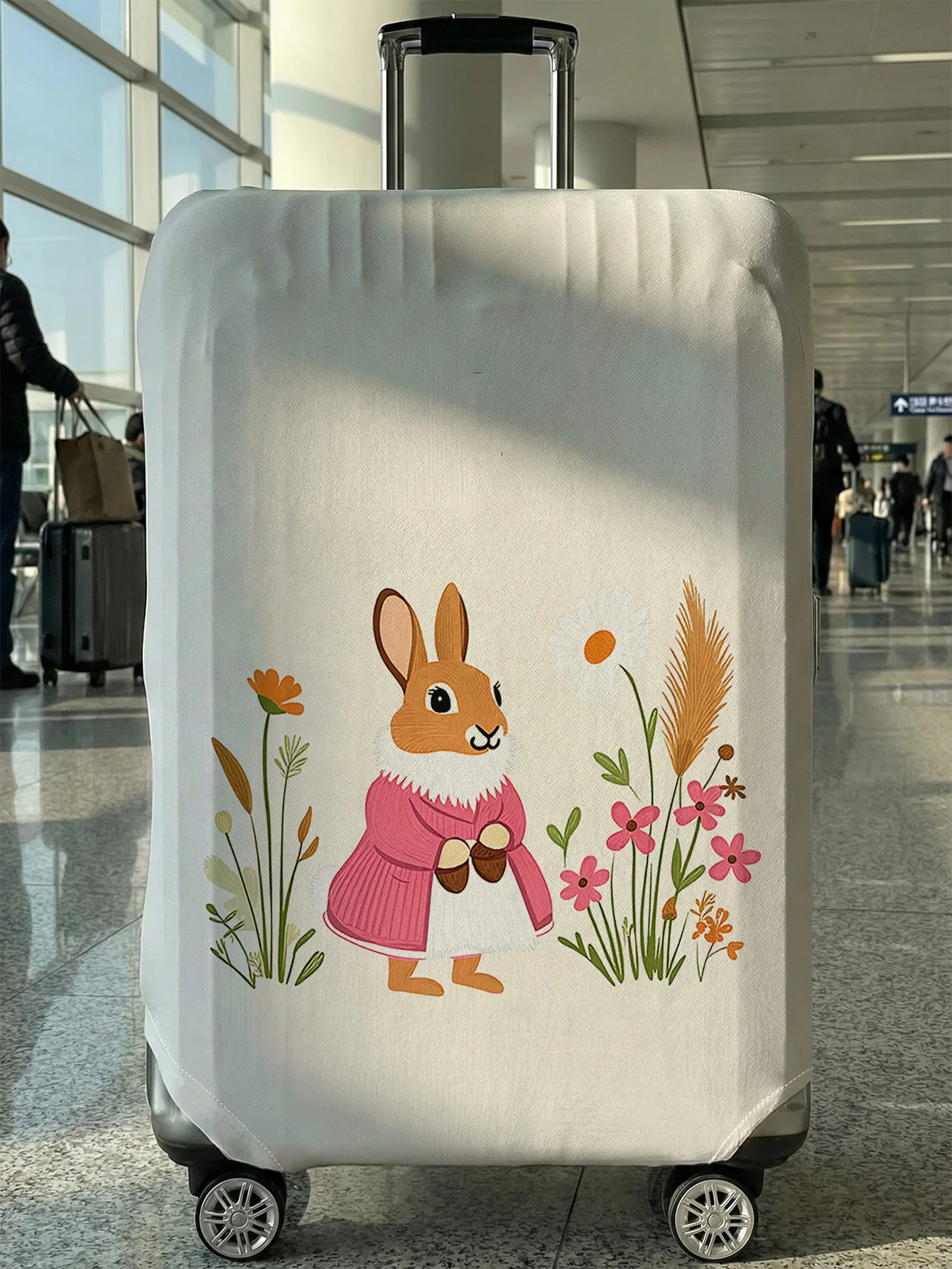 

Чехол для чемодана с розовым покрытием на белой основе и цветочным узором, подходит для чемоданов 18-32 дюймов, чехол-накладка на ручку чемодана, дорожные аксессуары