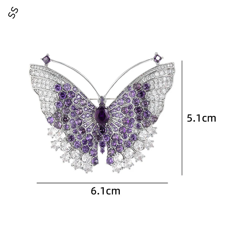 

Colorful Butterfly Zircon Brooch for Women's High-grade Light Luxury Full Zirconium Insect Corsage Pin Elegant Jewelry Accessory