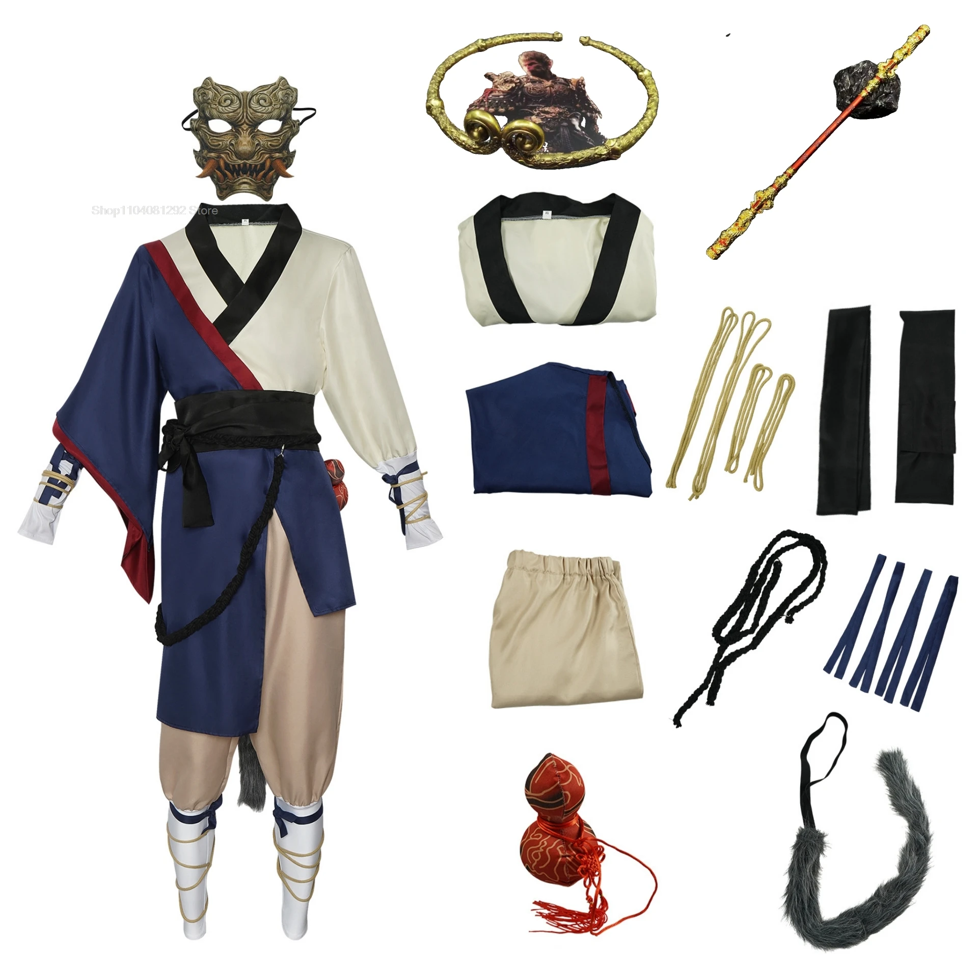 Cosplay Zwarte Mythe Wu Kong Kostuums Monkey King Wukong Spel Rollenspel halloween Kostuum Masker BlackMyth hoofddeksels Cosplays prop