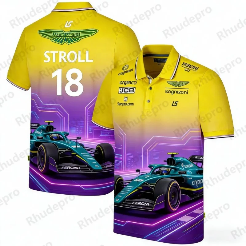 

Рубашка-поло с пуговицами в уличном стиле Aston Martin Racing Team Training, Fernando Alonso 14, мужская и женская одежда с короткими рукавами