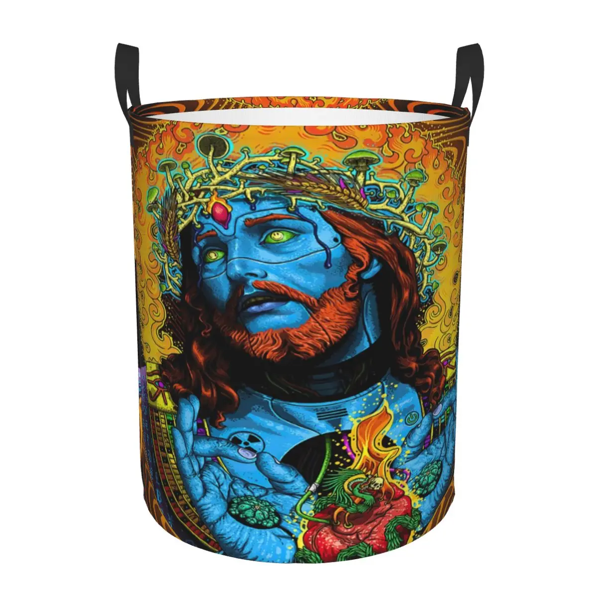 Custom Jesus Christ In Heaven Laundry Basket Foldable Large Capacity Clothes Storage Bin Baby Hamper