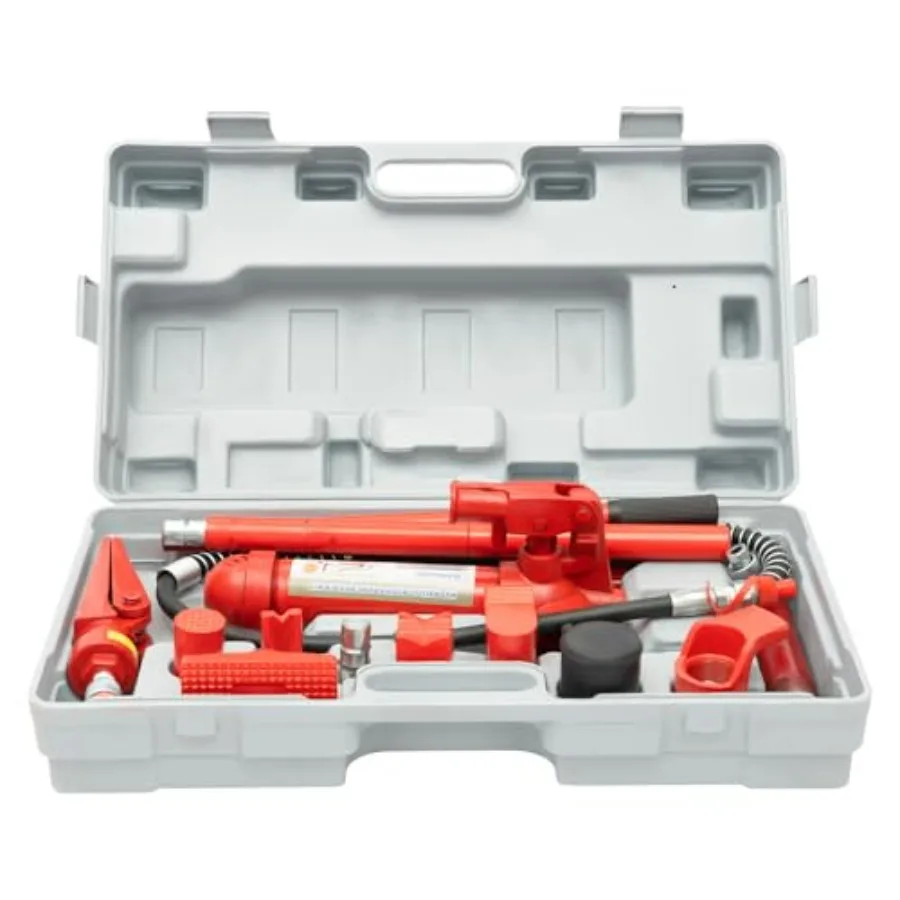 

Portable Hydraulic Ram Red 4 Ton 8818.5lbs Capacity Multifunctional Hydraulic Jack with 15 Accessories Auto Body Frame Repair K