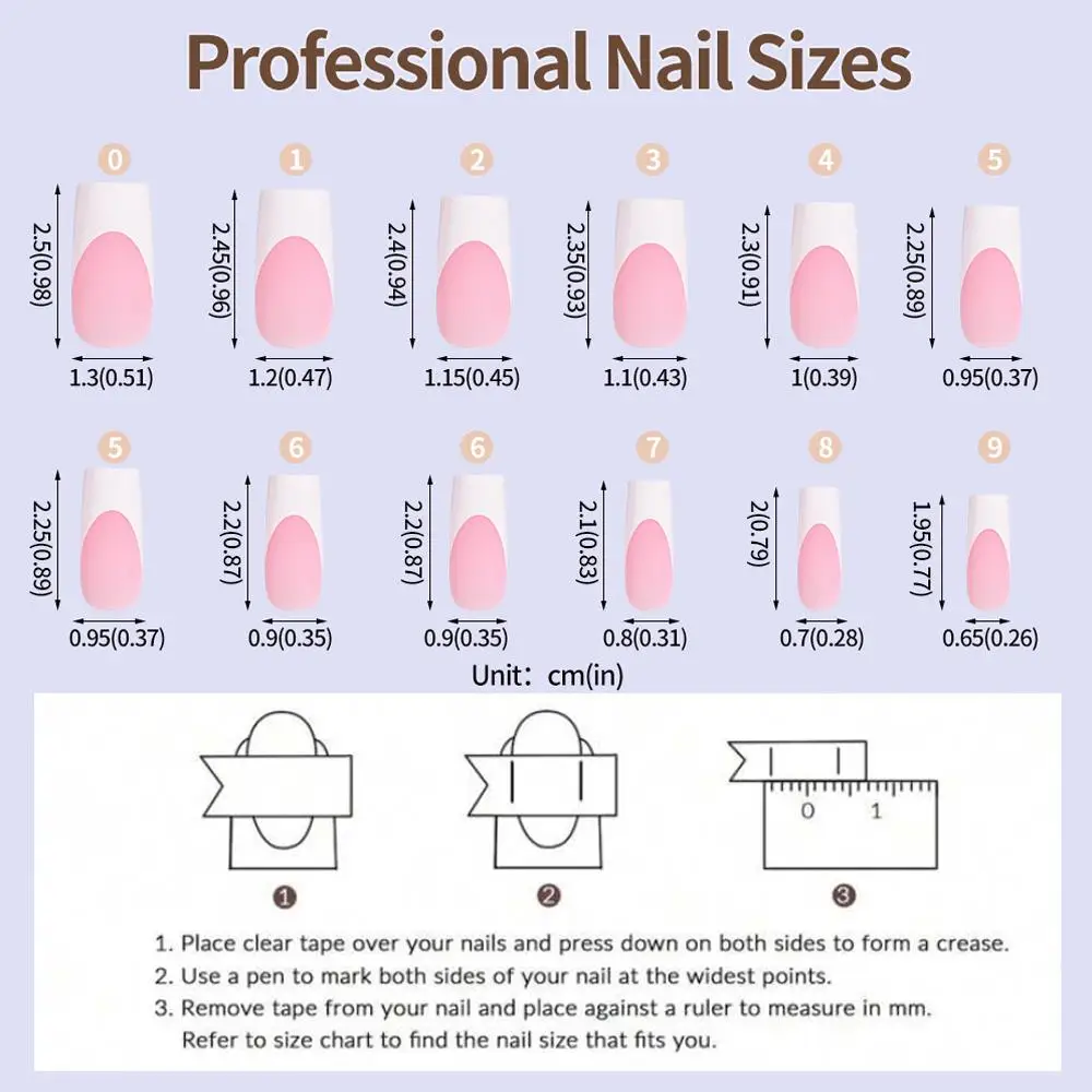 عارية الوردي الصحافة على الأظافر وهمية الفرنسية طويلة مربع اضغط على الأظافر بسيطة غطاء كامل الوردي الأبيض وهمية مسمار DIY بها بنفسك مانيكير الاصطناعي #6