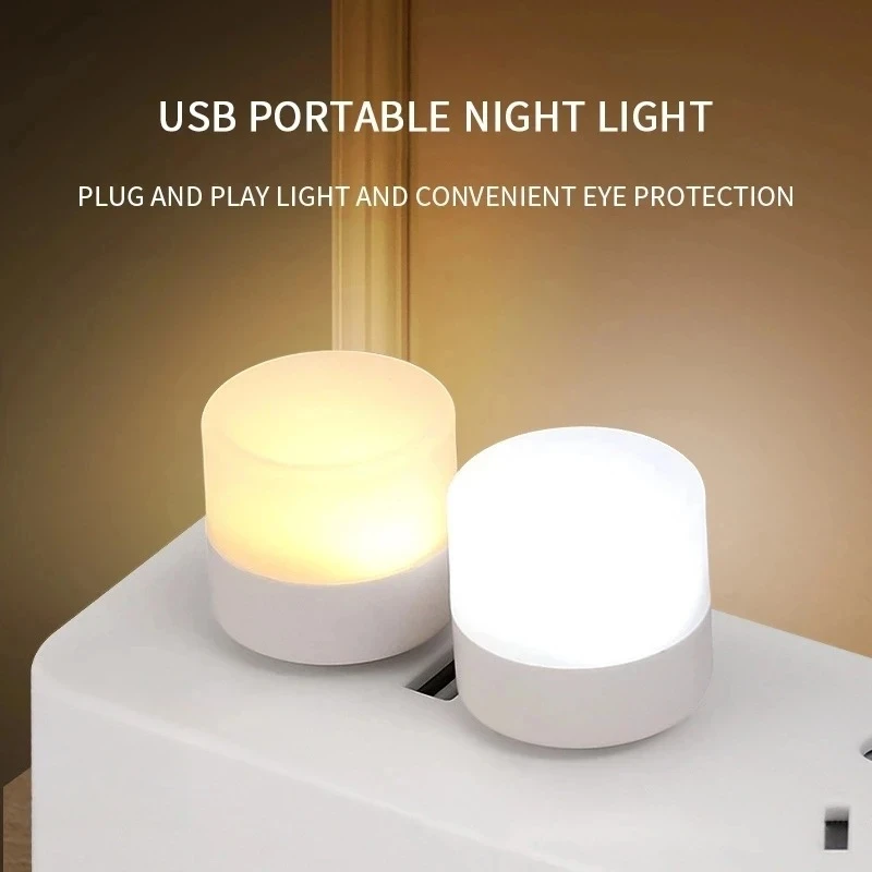 3-5Pcs Mini USB Night Light Warm White Eye Protection Book Reading Lights USB Plug Computer Mobile Power Charging LED Night Lamp