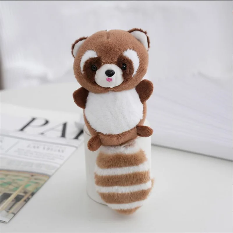 الكرتون أفخم طويل الذيل الراكون دمية محشوة مفتاح سلسلة ظهره الحيوان قلادة مخزن انتزاع دمية لفتاة هدية 20 سنتيمتر