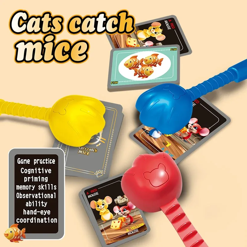 Cats Catch Mice Board Games Kids Toys Family Party Social Games Funny Card Memory Logical Thinking Children Education Table Game view 3