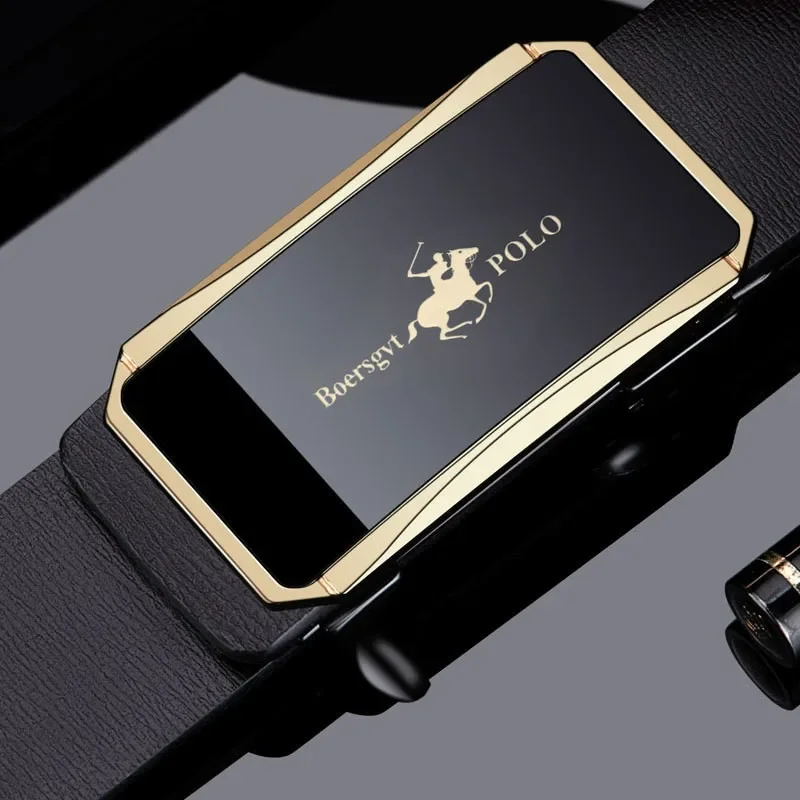 حزام جلد أوتوماتيكي بخيط داخلي للرجال لعام 2025 - حزام خصر من جلد البقر الأصلي الفاخر بدون طرف للأعمال وغير الرسمية