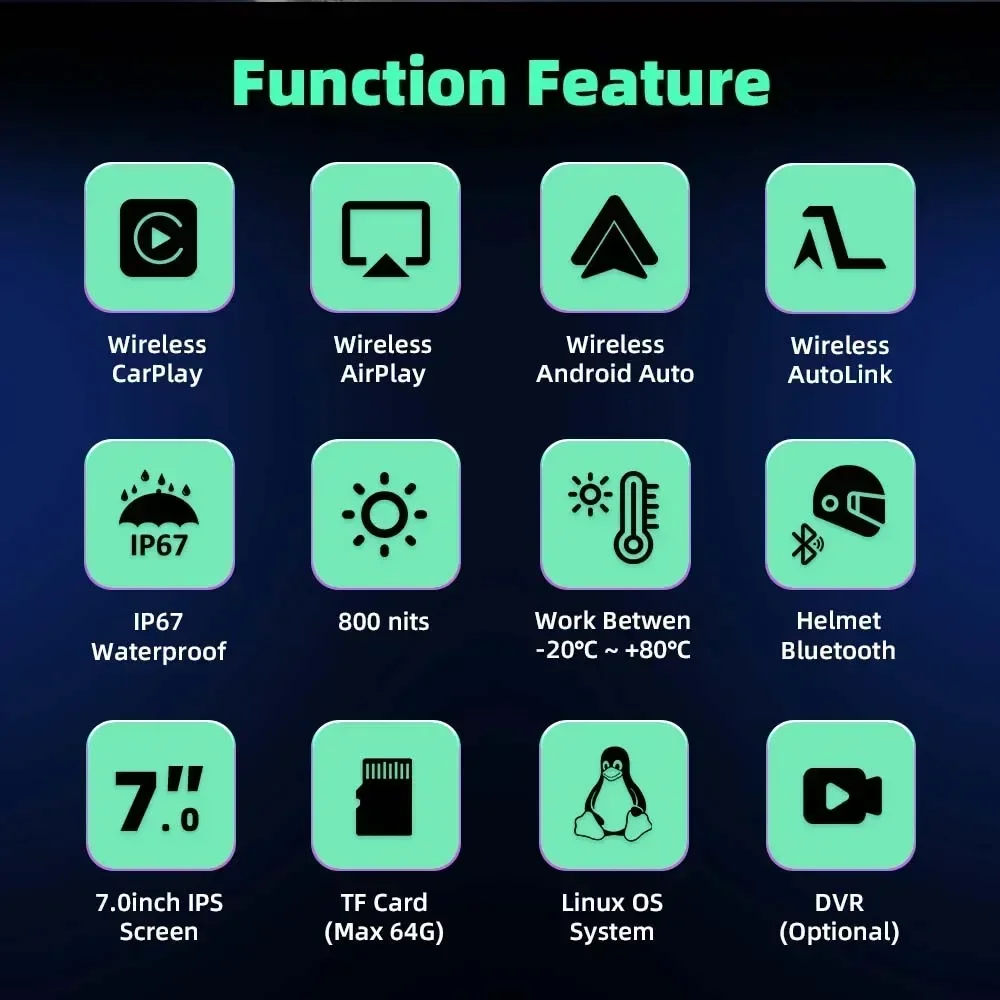 5/7 zoll Tragbare Carplay Motorrad DVR GPS Navigation IPX7 Wasserdichte IPS Display Für Drahtlose CarPlay Android Auto – Detail 7