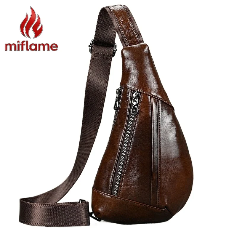 

Men's Leather Chest Bag Crossbody Shoulder Vintage Handmade Designer Travel Casual Retro