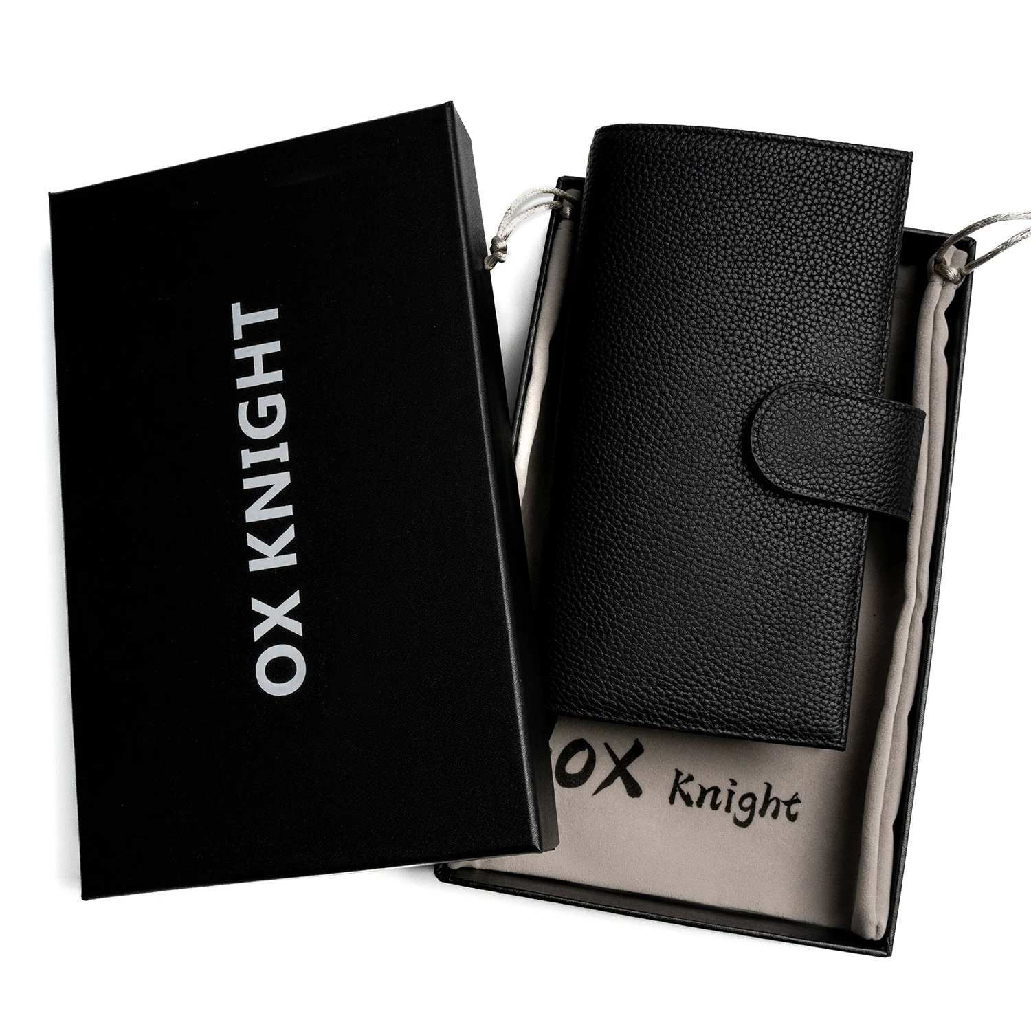 OX KNIGHT 100% Genuine Leather Notebook Planner Book Cover Pebbled Style with Back Pocket and Double Clasps Agenda Organizer