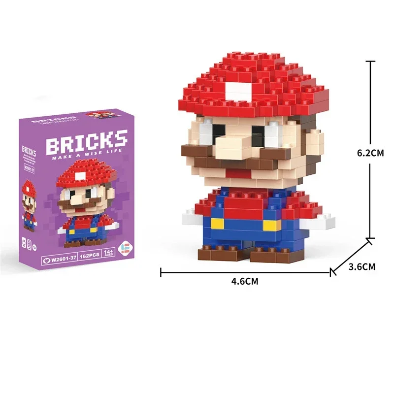 NEW Mini Super Mario Bros Building Blocks Cartoon Anime Character Luigi Assembled Model Kids Toys Birthday Gift