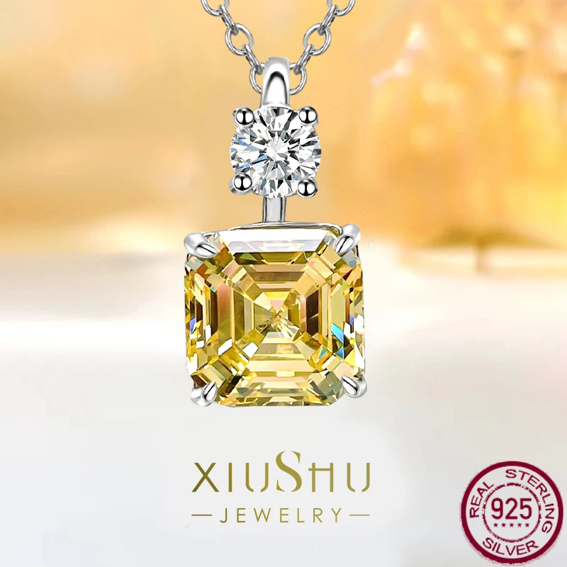 Fashionable and Minimalist 925 Silver Necklace, Women's Yellow Diamond Pendant, Personalized Wedding Jewelry Wholesale