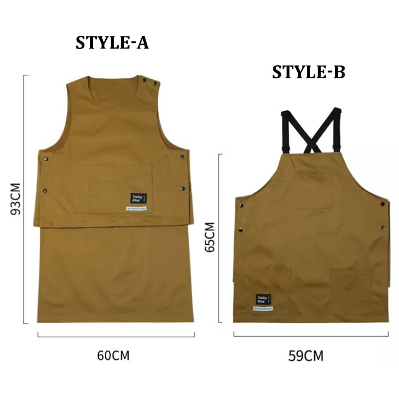 Kitchen Catering Cafe Work Waterproof Apron with Pockets Stain-resistant Detachable Men Women Hairdressing Barista Apron Vest