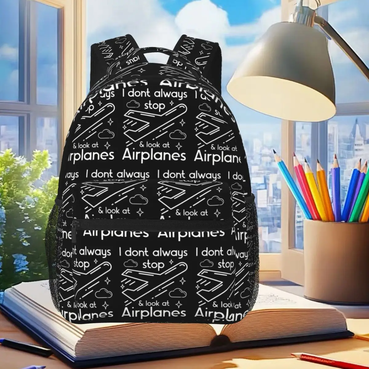 Dont Always Stop And Look At Airplanes Backpack Student Boys Girls BookBag Kids School Bag Laptop Shoulder Bags for Men Women