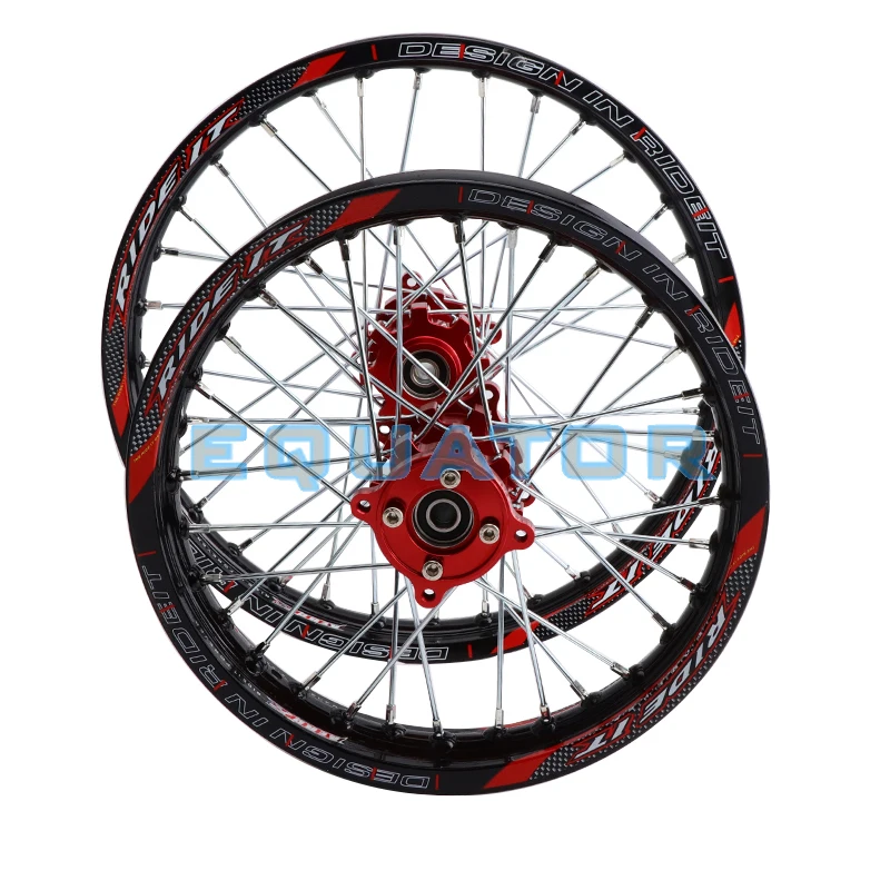 Dirt Pit bike 12/14 inch Black 15mm Front 1.40x14 Rear 1.85x12 inch aluminium Wheel Rim with CNC Hub For KAYO HR-160cc TY150CC