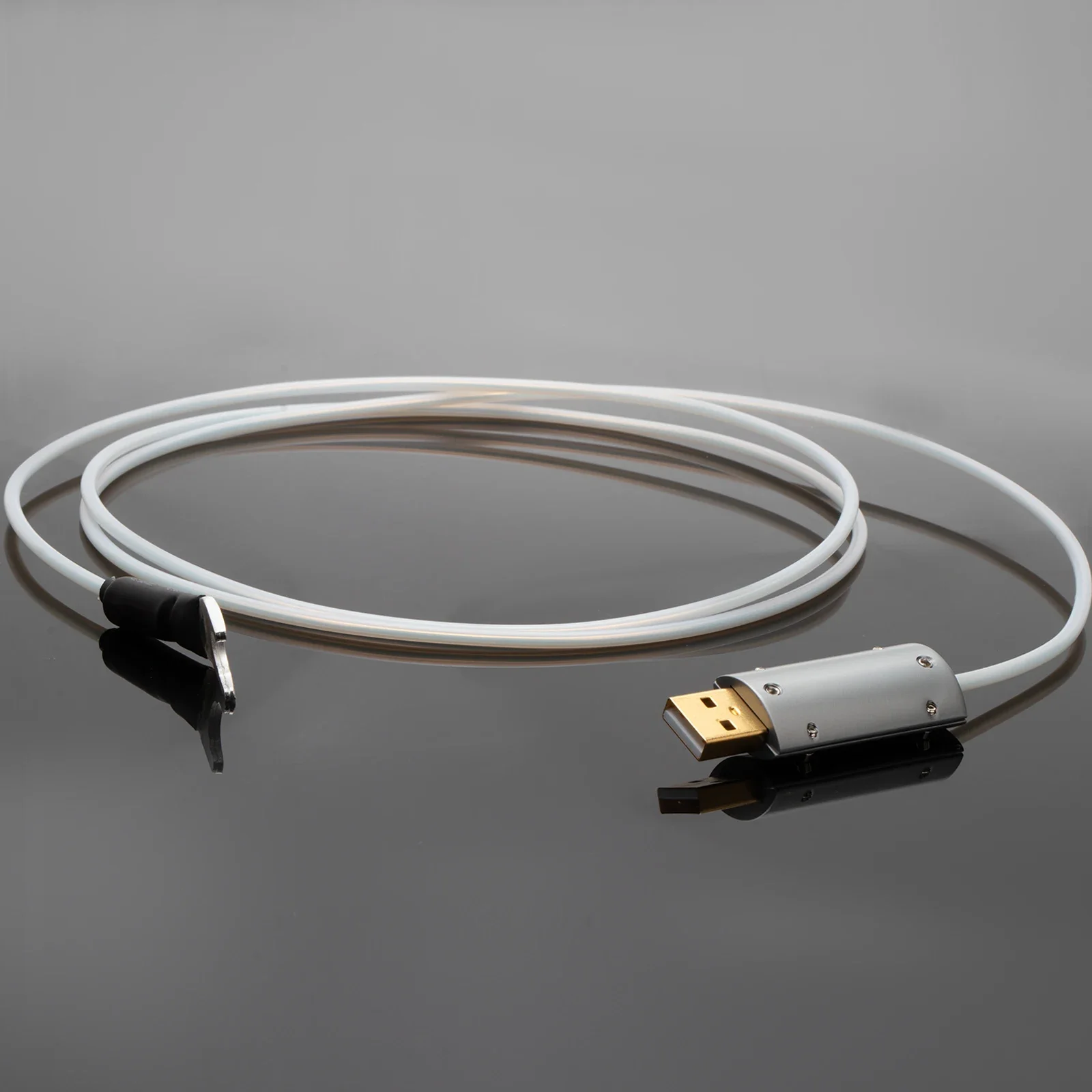 Hifi Solid Pure Silver Ground cable USB to Y spade Pure silver Teflon sleeve Cable For GND Amplifier Decoder Speaker Tuning Box