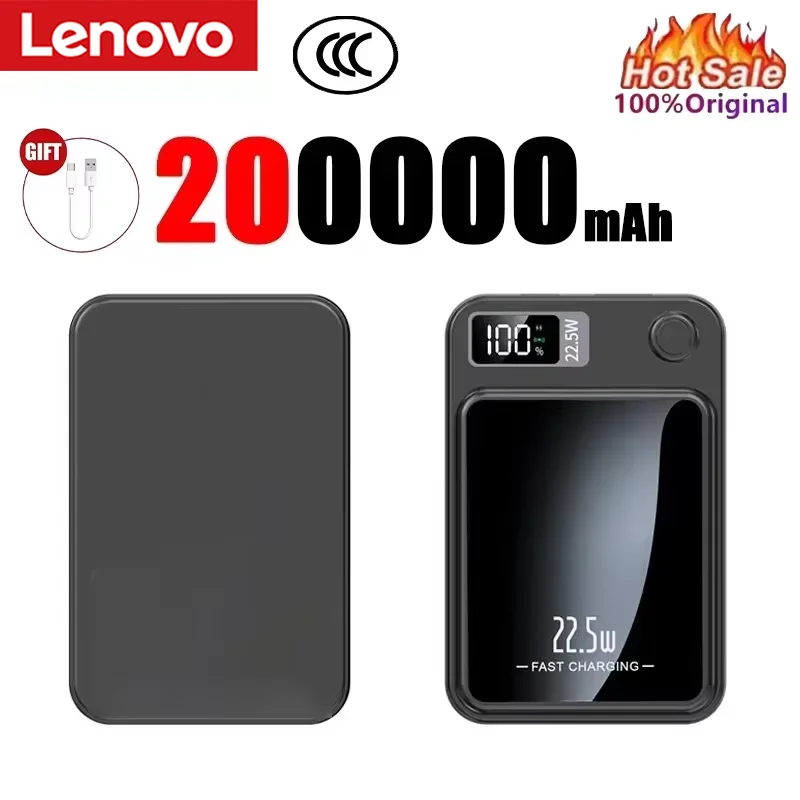 Lenovo 2026 200000mAh Magnetische Draadloze Power Bank Draagbare Snelle Oplader Voor Magsafe Extra Batterij Voor iphone Huawei Samsung