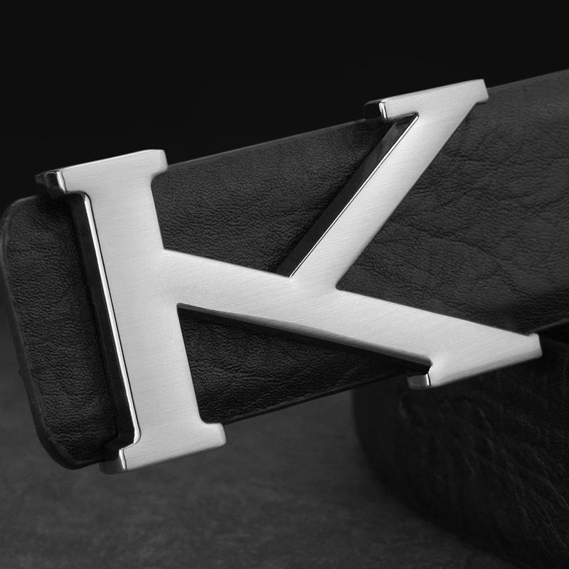 New Black K Letter Belt Men\'s Luxury Fashion High Quality Belt Leather Designer Men\'s Belt Coffee Color Cowskinceinture