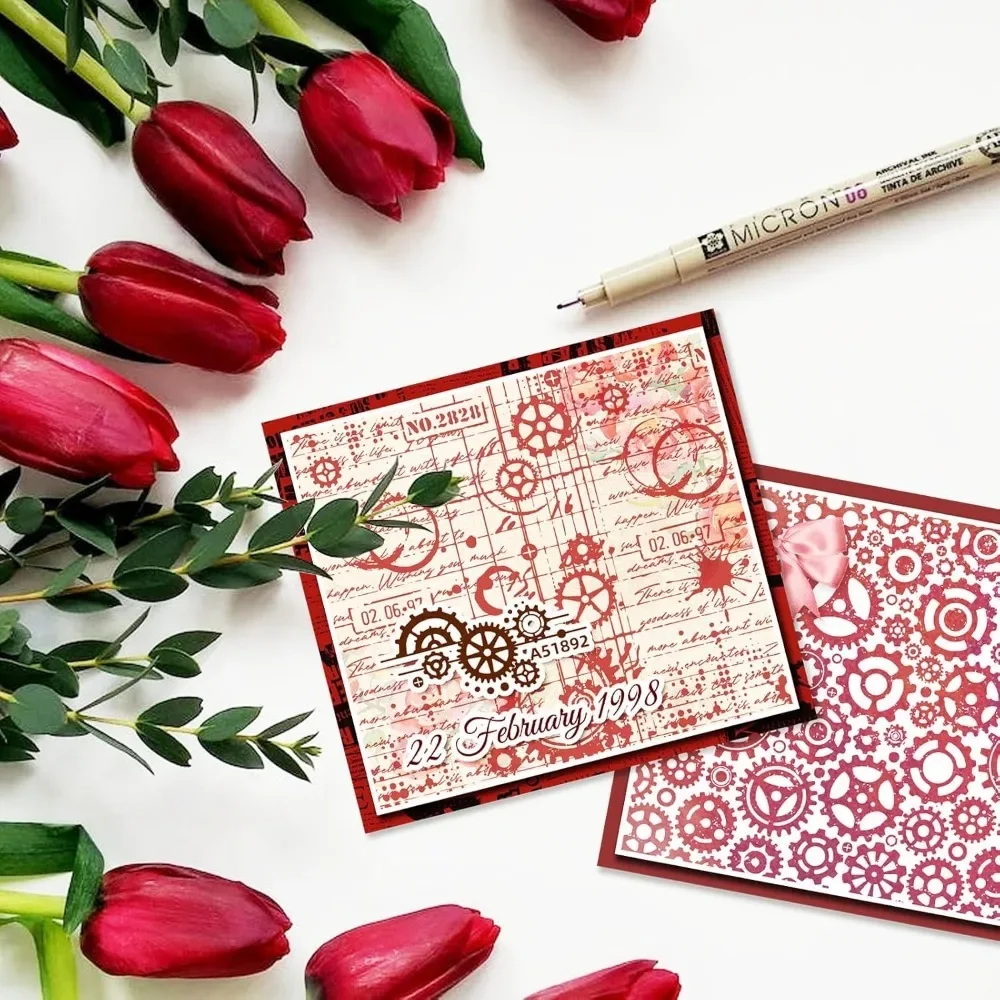 Mechanical Gears Clear Stamp Steampunk Silicone Clear Stamps Vintage Rubber Stamps for Scrapbook Photo Album DIY Card Hand