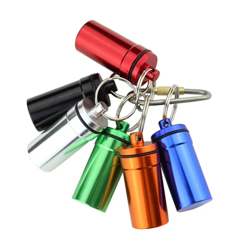 

Mini Aluminum Pill Box Waterproof Capsule Keychain Holder Metal Medicine Organizer for Outdoor Use