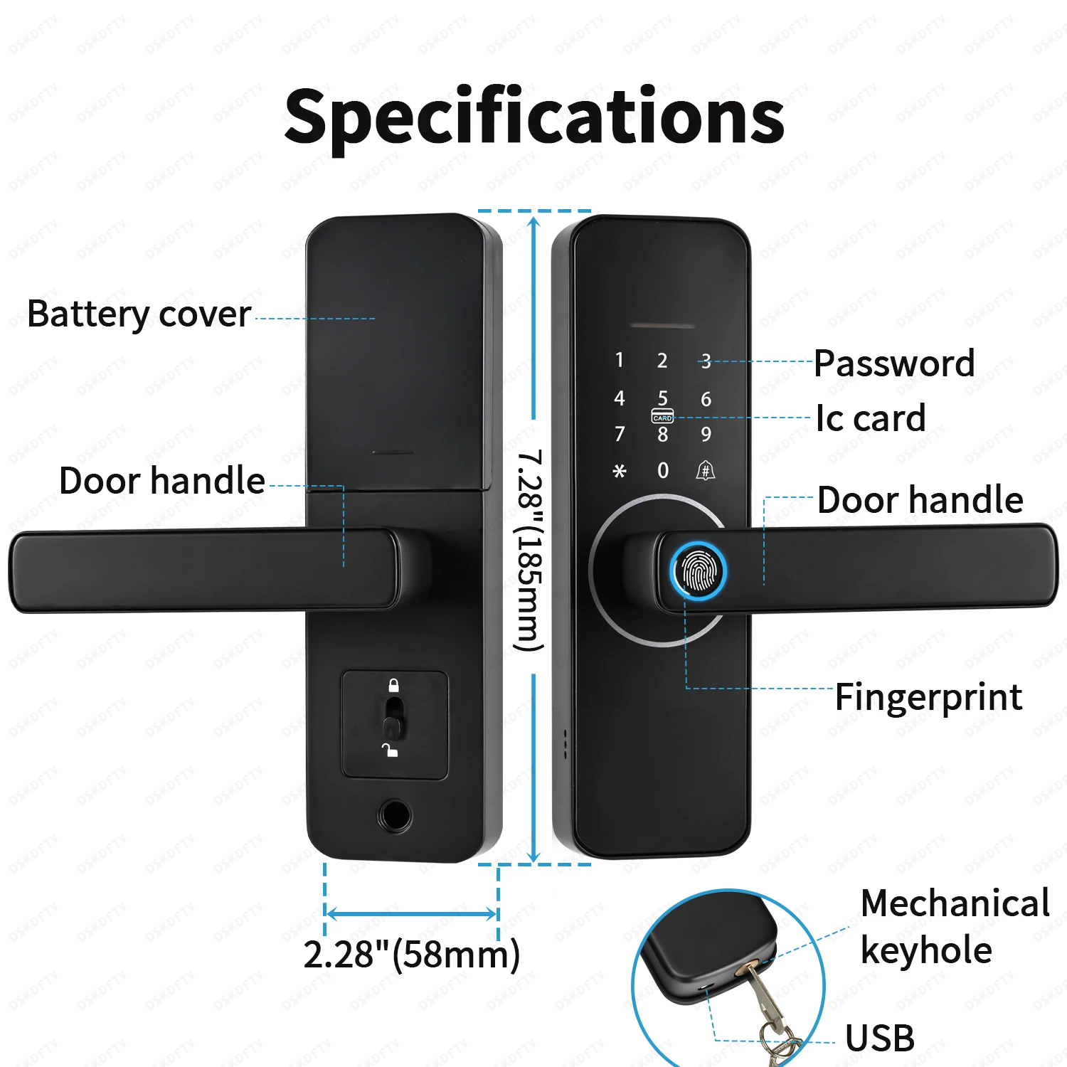 Tuya wifi Electronic Smart Door Lock With Biometric Fingerprint Smart Card Password Key Unlock Apartment Door Lock