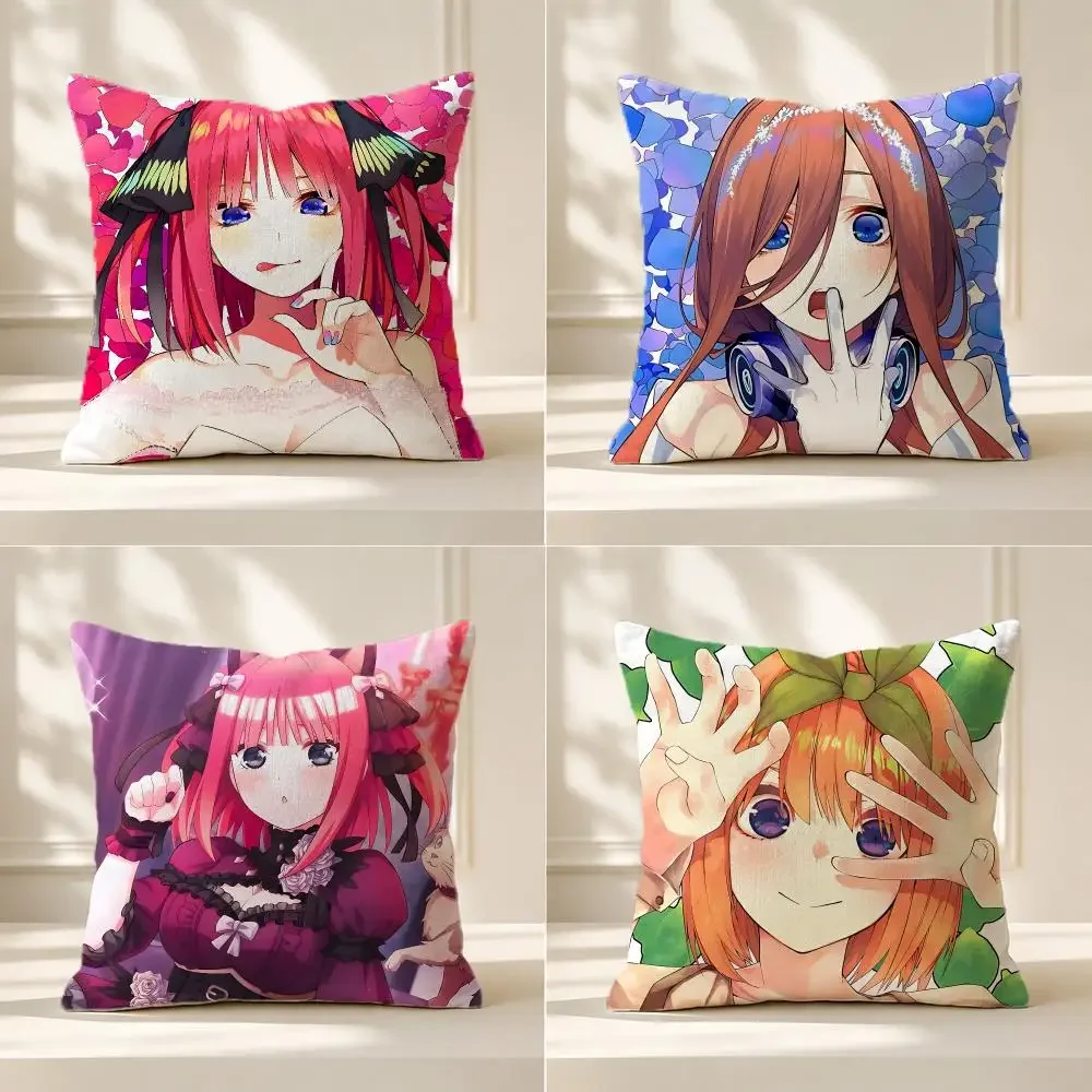 anime The Quintessential Quintuplets Pillow Cover Nordic Minimalist Throw DoubleSided Print Cushion Case for Sofa Bedroom Decor