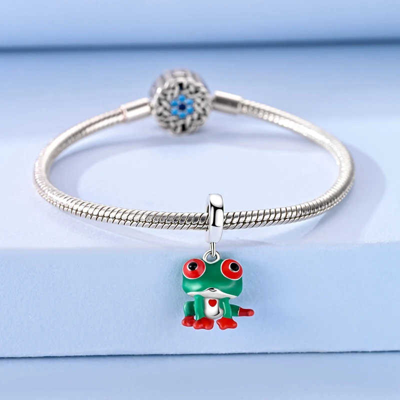 

925 Silver Color Changing Tree Frog Beads Pendant Animal Charms Fit Bracelet Woman DIY Original Jewelry Fashion Gift Making