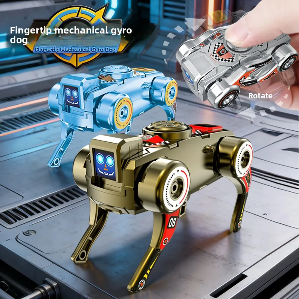 Spinner Transforming Robot Dog Wind‑up Toy, Stress Relief Educational Fidget Toy for  Gifts,Perfect Birthday Gift