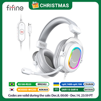 FIFINE RGB Gaming Headset with 7.1 Surround Sound/3-EQ/MIC,Over-ear Headphone with In-line Control for PC PS4 PS5 Ampligame-H6W