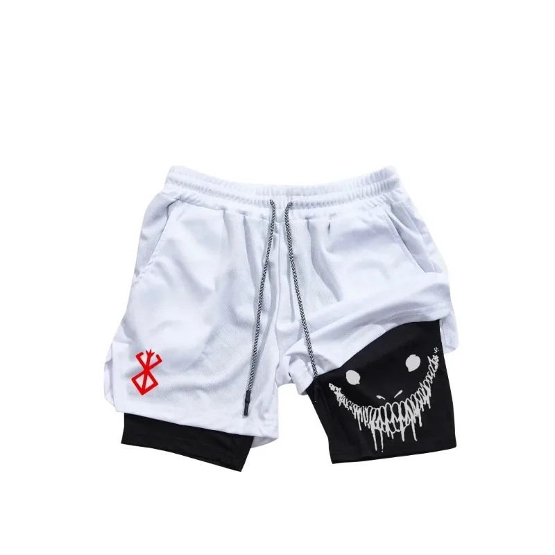 

Men's 2-in-1 sports shorts for running, quick drying, breathable fitness training, double-layer design shorts